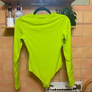SKIMS Fits Everybody Long Sleeve Bodysuit NEON LIME LIMITED EDITION